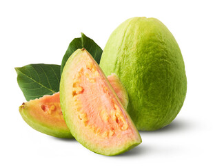 Fresh ripe guava isolated on white background