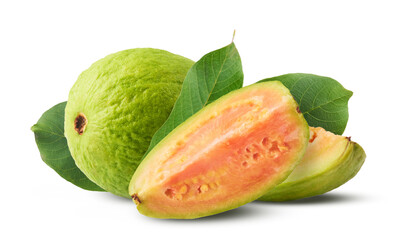 Fresh ripe guava isolated on white background