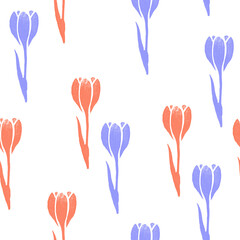 Nahtloses Muster mit Frühlingsblumen Krokussen 