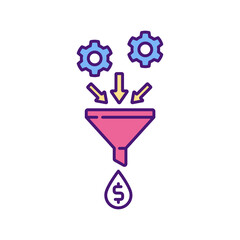 Technology acquisition RGB color icon. Optimizing production processes. Merging firms. Increasing productivity. Voluntary fusion. Two companies combination. Isolated vector illustration