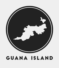 Guana Island icon. Round logo with island map and title. Stylish Guana Island badge with map. Vector illustration.