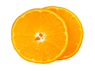 Perfect orange fruit slice isolated on the white background