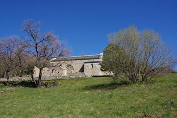 Fototapeta na wymiar chapelle église à la campagne avec des arbres