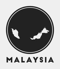Malaysia icon. Round logo with country map and title. Stylish Malaysia badge with map. Vector illustration.