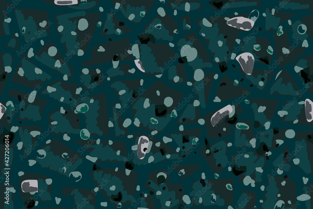 Poster terrazzo abstract pattern background on emerald green background