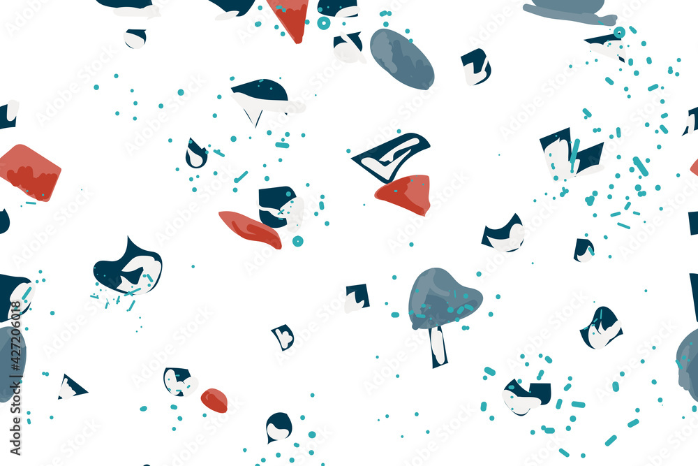 Poster terrazzo pattern abstract background in red and blue