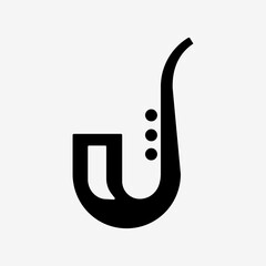 Saxophone music icon flat design in black and white