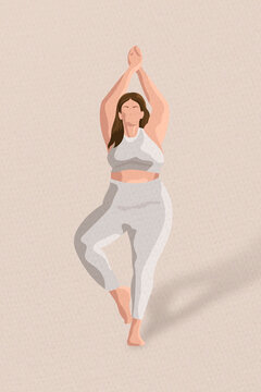 Yoga tree pose minimal illustration