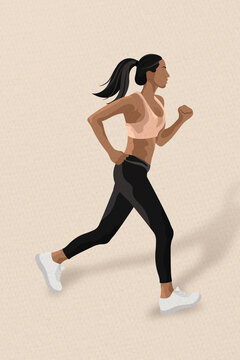 Sporty woman running minimal illustration