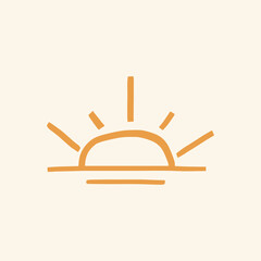 Summer sunset doodle cute graphic in orange