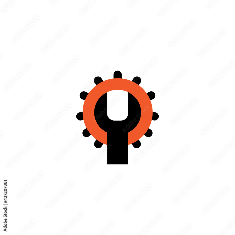 Wall mural key and gear logo technician vector illustration template