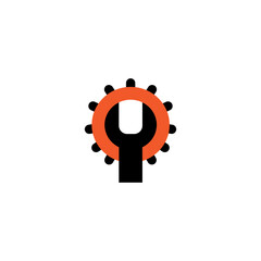 key and gear logo technician vector illustration template