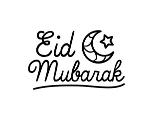 eid mubarak text vector graphic. islamic holiday graphic template with monoline style.