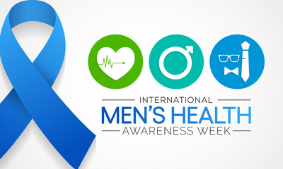 Men's health week is observed every year in June, it is used to raise awareness about health care for men and focus on encouraging boys to practice and implement healthy living decisions. Vector art.