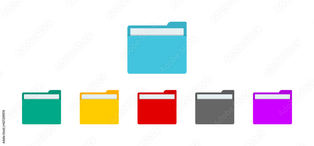 Poster folder with file for desktop of computer. icon of document or data in folder. open or closed doc. co