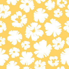 White flowers on a yellow background seamless pattern design