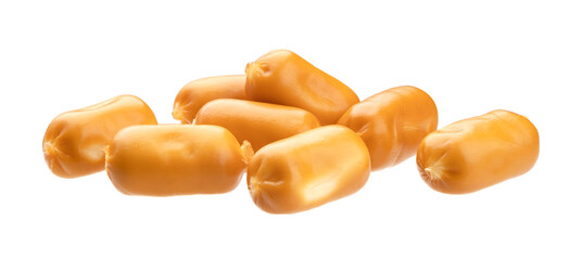 Cheese snacks, smoked processed cheese isolated on white background