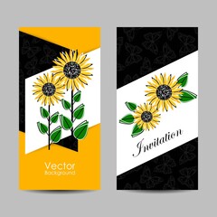 Set of vertical banners with beautiful flowers