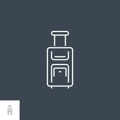 Suitcase Icon. Suitcase Related Vector Line Icon. Isolated on Black Background. Editable Stroke.