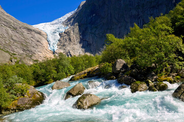 Briksdal Glacier River, Jostedalsbreen National Park, Norway, Scandinavia, Europe