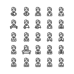 Avatar Activity Human outline style icon and illustration