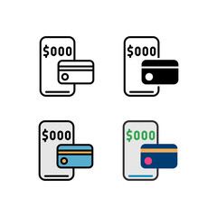 Smartphone Debit or Credit Card Payment Function Icon, Logo, and illustration