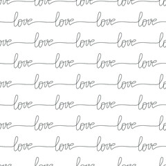 Black and white seamless pattern Love