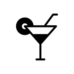 Cocktail Vector Glyph Icon. Hotel and Services Symbol EPS 10 