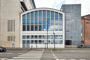 Obraz premium glass building by the road in denmark