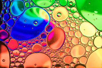 Drops of oil mixed with water