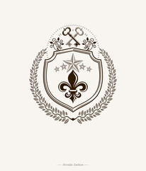 Old style heraldry, heraldic emblem, vector illustration.