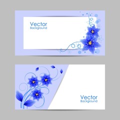 Set of horizontal banners with beautiful flowers