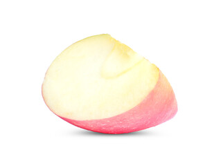 Ripe pink apple with slice isolated on white background