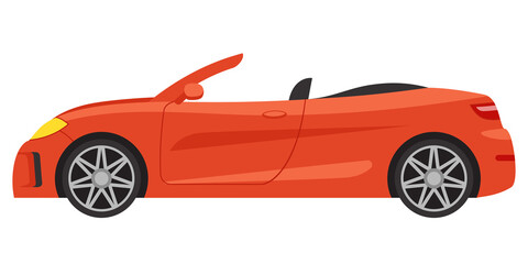 Cabriolet side view. Automobile in cartoon style.