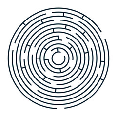 Radial labyrinth maze vector design, children game to play, find way out.