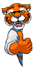 Tiger Mascot Decorator Gardener Handyman Worker