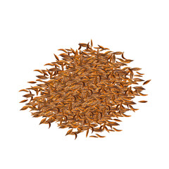 The heap of cumin seeds isolated on white background.  Watercolor hand drawn illustration.