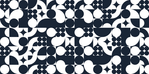 Seamless geometric pattern, abstract vector background for wallpaper or websites or wrapping paper print created with black and white elements of geometry.