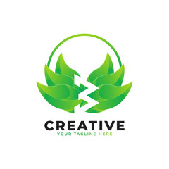 Nature Green Leaf Letter B Logo with Circle. monogram logo. Green Leaves Alphabet Icon. Usable for Business, Science, Healthcare, Medical and Nature Logos.Flat Vector Logo Desgn Template Element. 