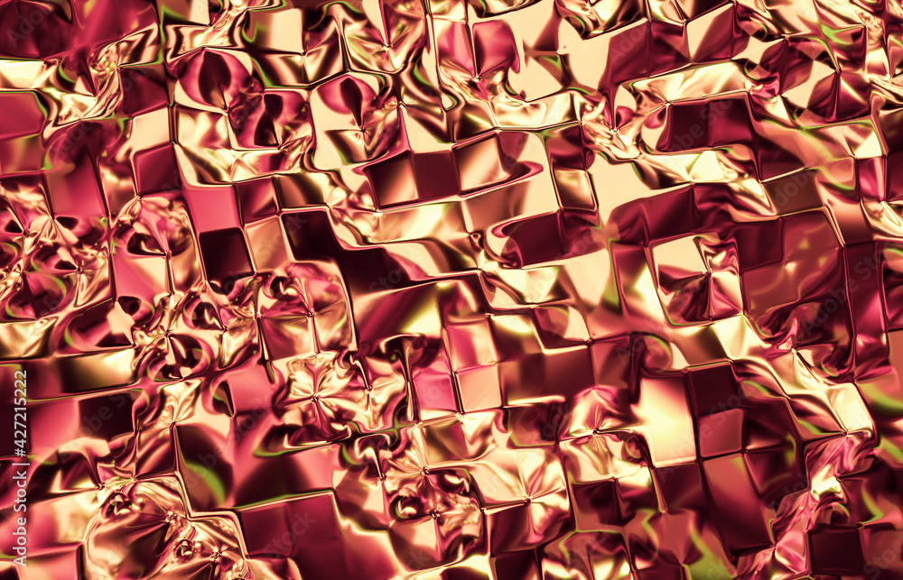 Aufkleber Abstract geometric crystal background, iridescent texture, faceted gem. 3d rendering. 