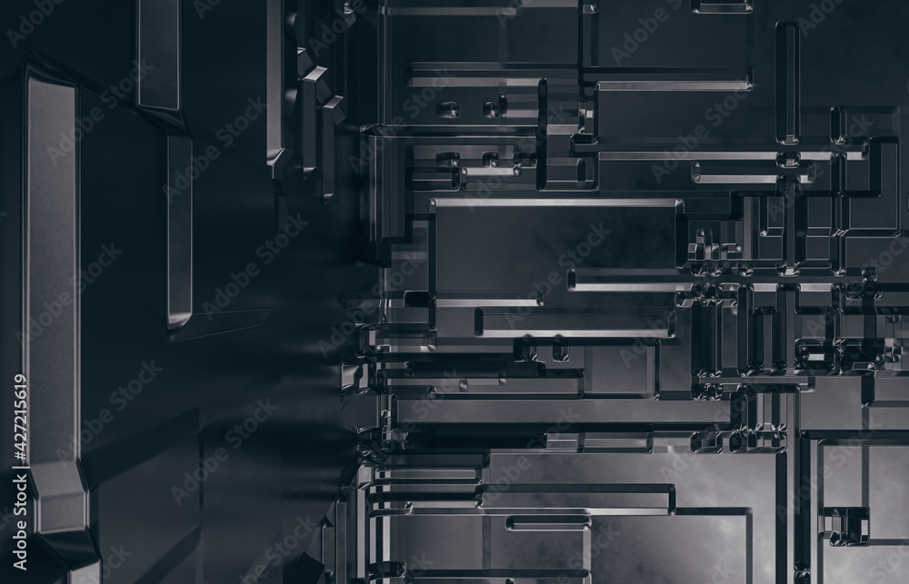 Poster Abstract futuristic Technology background with construction circuit board. 3d rendering.