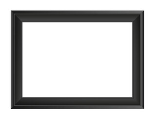 black wood picture/painting frame horizontal isolated on white background graphic design template