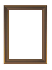 brown wood picture/painting frame vertical isolated on white background graphic design template