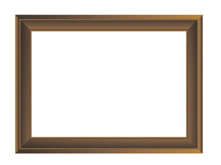 brown wood picture/painting frame horizontal isolated on white background graphic design template