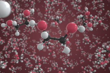 Ethylene glycol molecule made with balls, scientific molecular model. Chemical 3d rendering