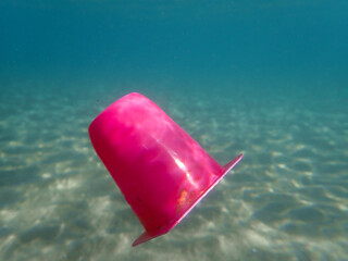 Contamination, Plastic contaminated ocean, sea, lake. Pollution, Plastic Pollution In Ocean, Environmental Problem, Plastic water bottles pollution in ocean (Environment concept)