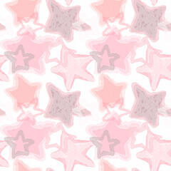 Bright seamless pattern, pink stars.