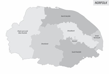 Fototapeta na wymiar Norfolk county administrative map