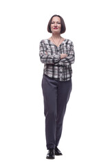 modern mature woman in casual clothing . isolated on a white background.