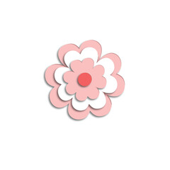 3D pink flower. use it for a card, invitation, or postcard. Creative template on a white background.